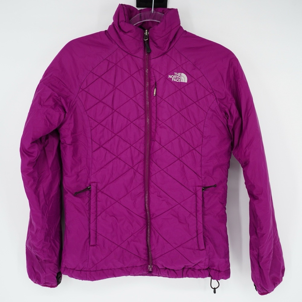 The North Face Women's Purple Quilted Puffer Jacket Full Zip Small FLAW Gorpcore
